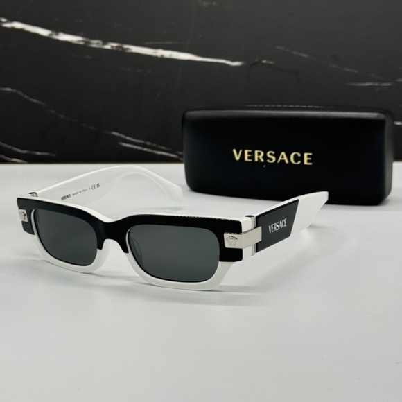 NEW VE4465 5459/87 VERSACE SUNGLASSES VE4465 545987 BLACK WHITE MOD 4465 EYEWEAR